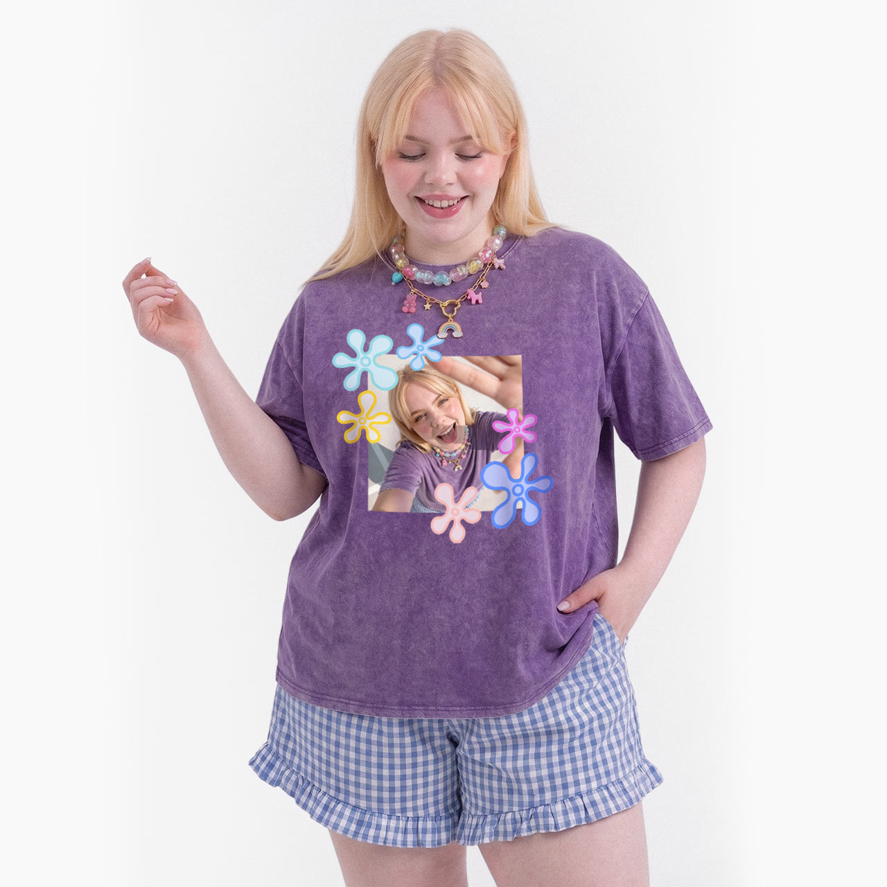 Personalized Flower Photo Washed Tees