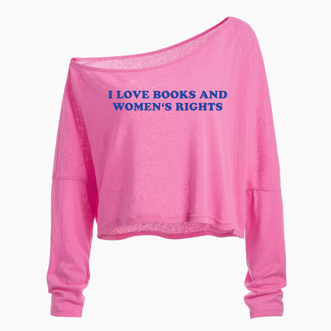 I Love Books And Women's Rights Off Shoulder Long Sleeve Crop Top