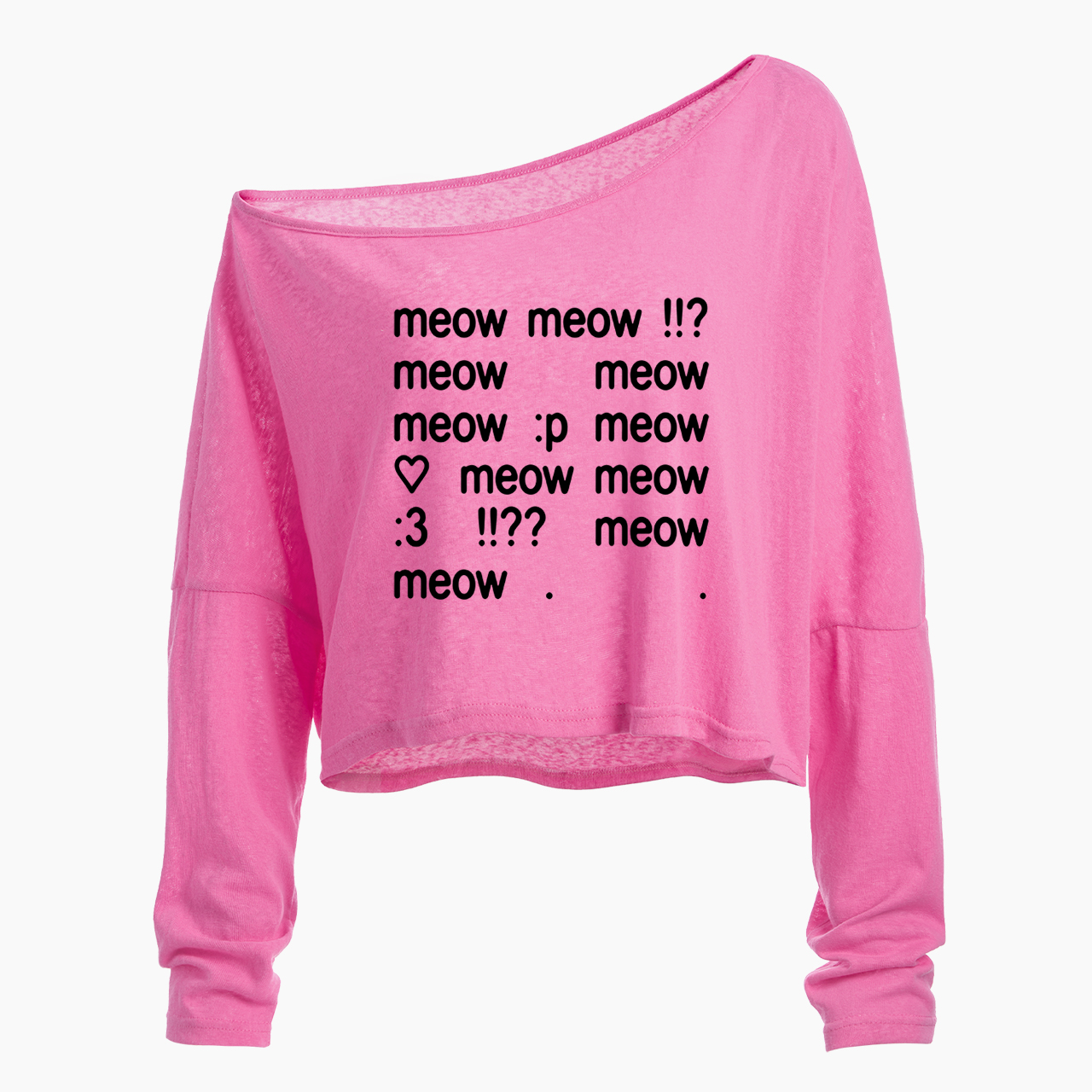 Meow Coquette Kitten Off Shoulder Long Sleeve Crop Top