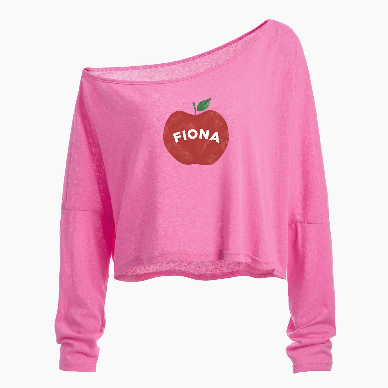Personalized Apple Off Shoulder Long Sleeve Crop Top