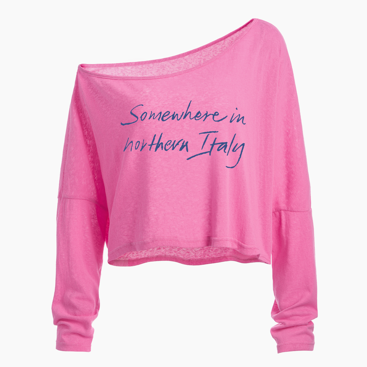Somewhere In Northern Ital Off Shoulder Long Sleeve Crop Top