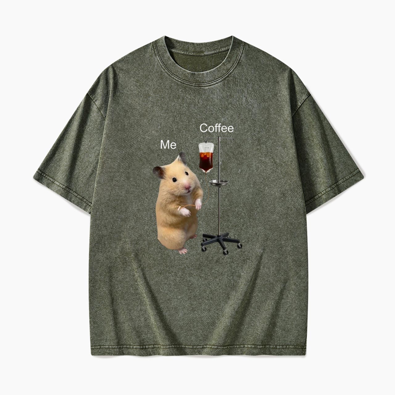 Hamster Needs Coffee Washed Tees