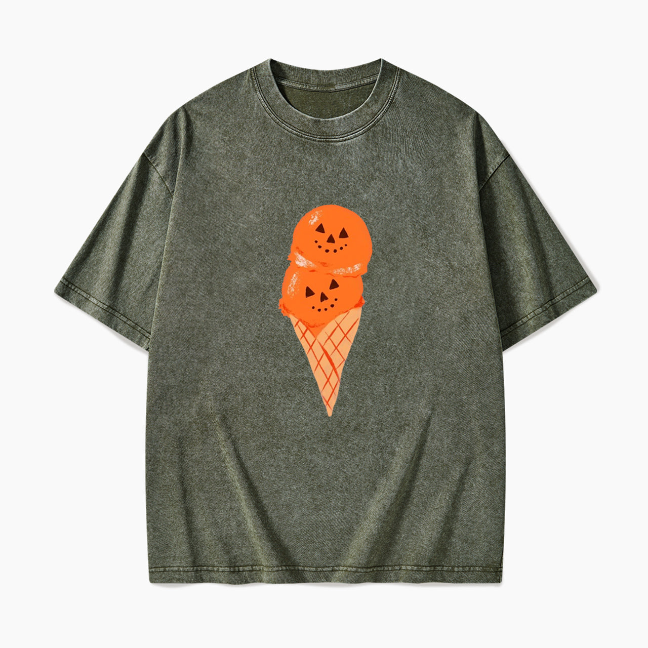 Pumpkin Spice Ice Cream Halloween Washed Tees
