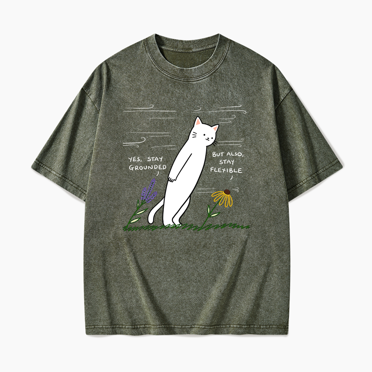 Stay Grounded Stay Flexible Washed Tees