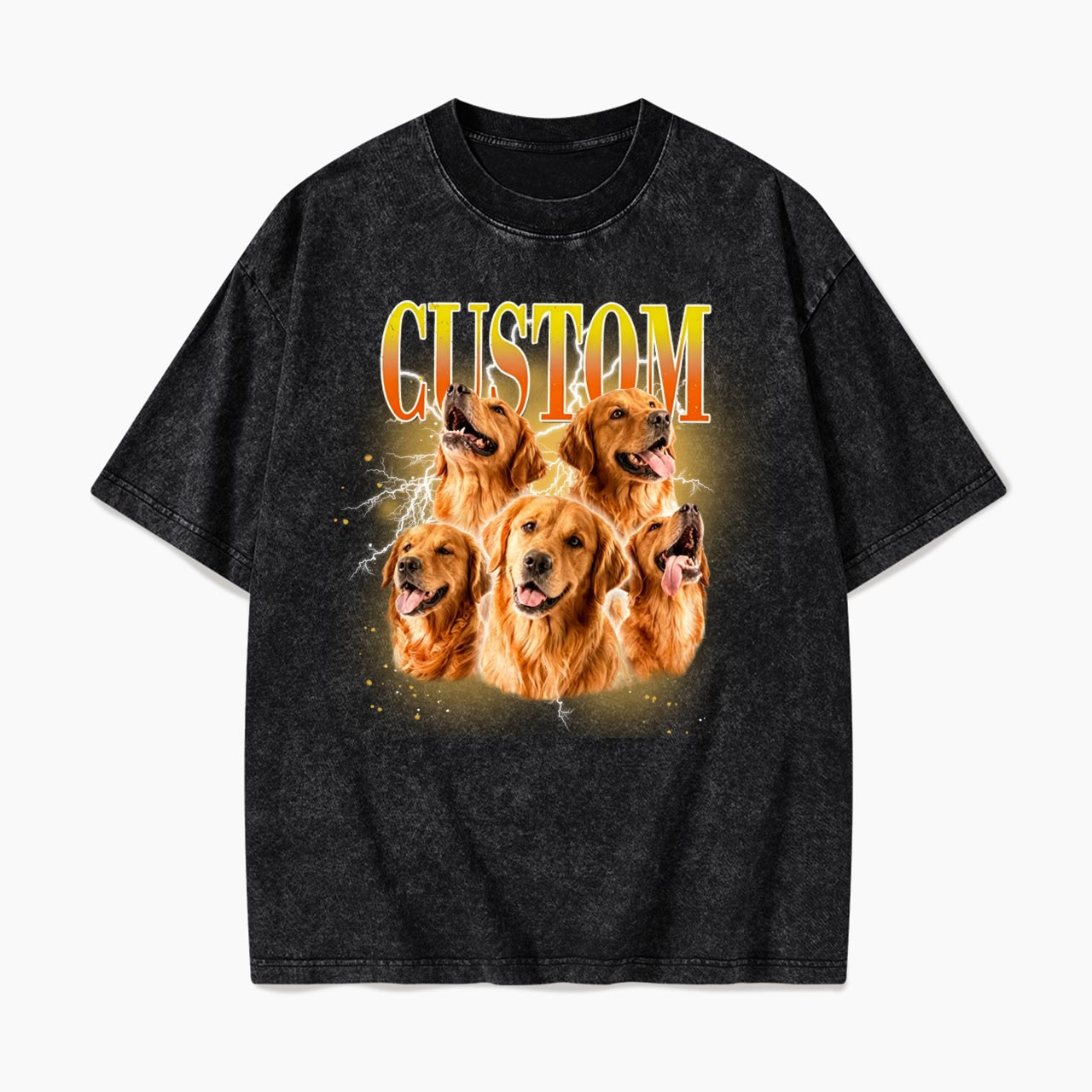 Personalized Vintage Pet Photo Name Washed Tees