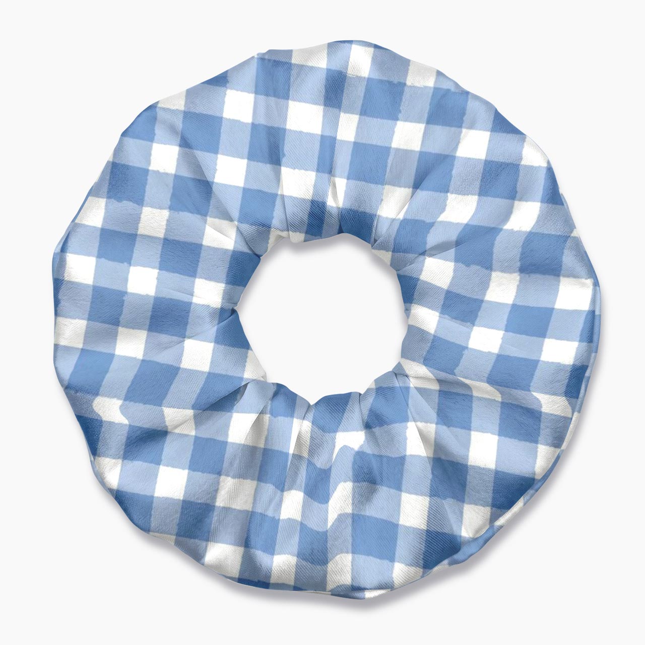 Blue and White Gingham Hair Scrunchie Jellypine