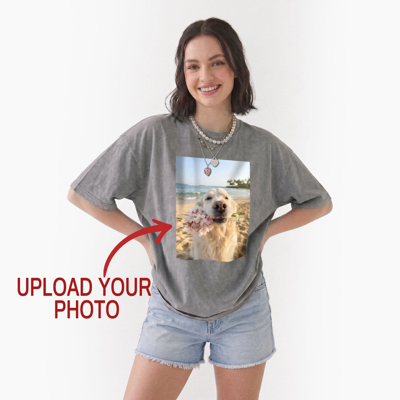Custom Personalized Text Photo Washed Tees Jellypine