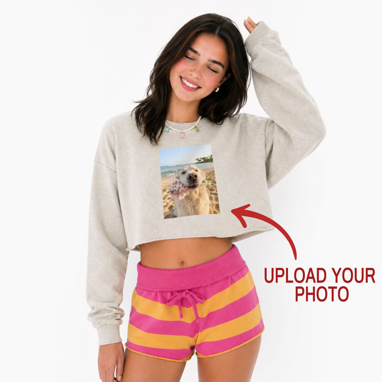 Custom Personalized Text Photo Crop Washed Sweatshirts Jellypine