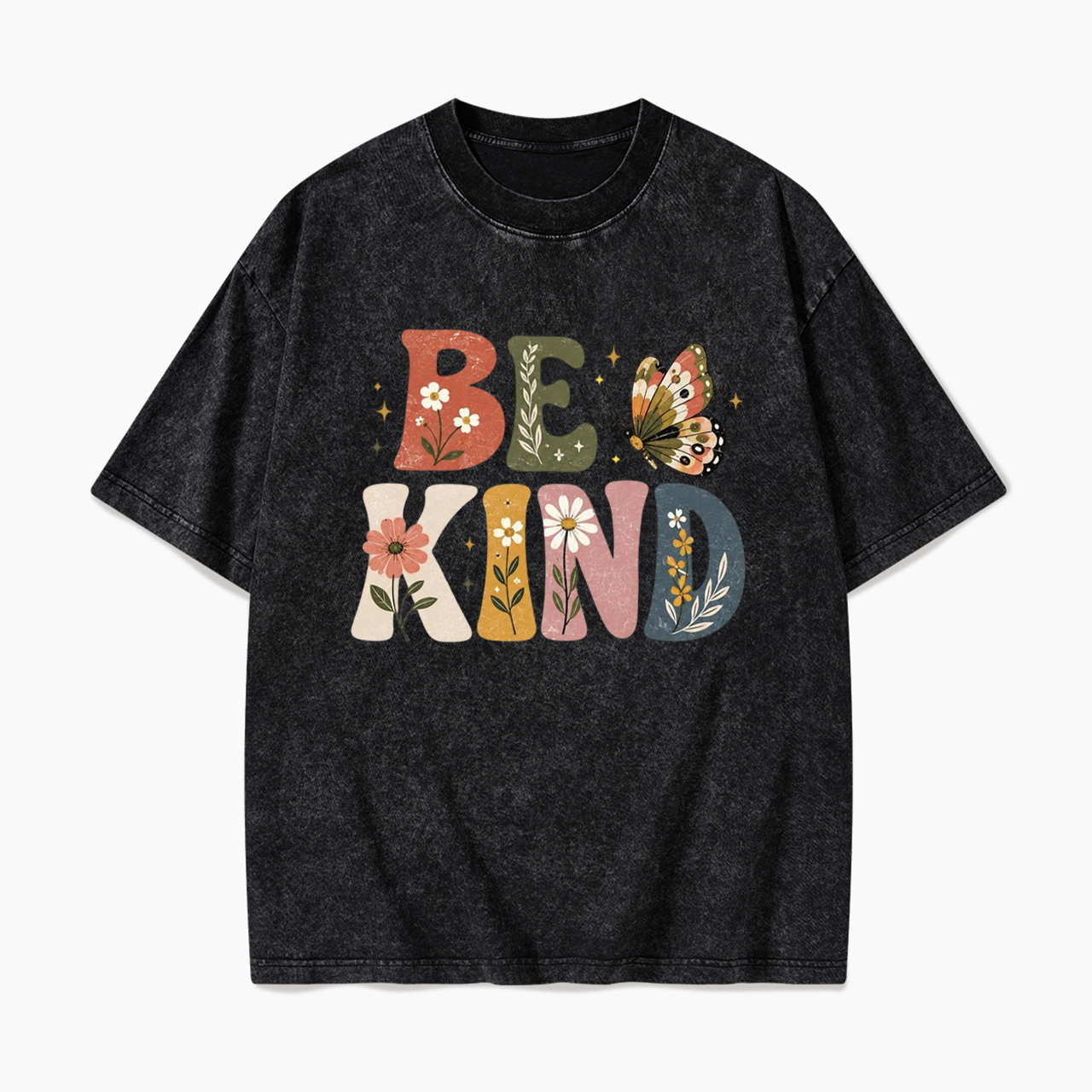 Be Kind Floral Butterfly Washed Tees