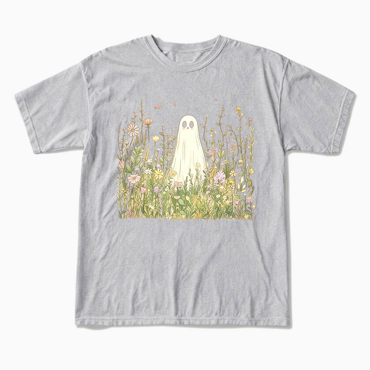 Cute Ghost with Wildflowers T Shirts