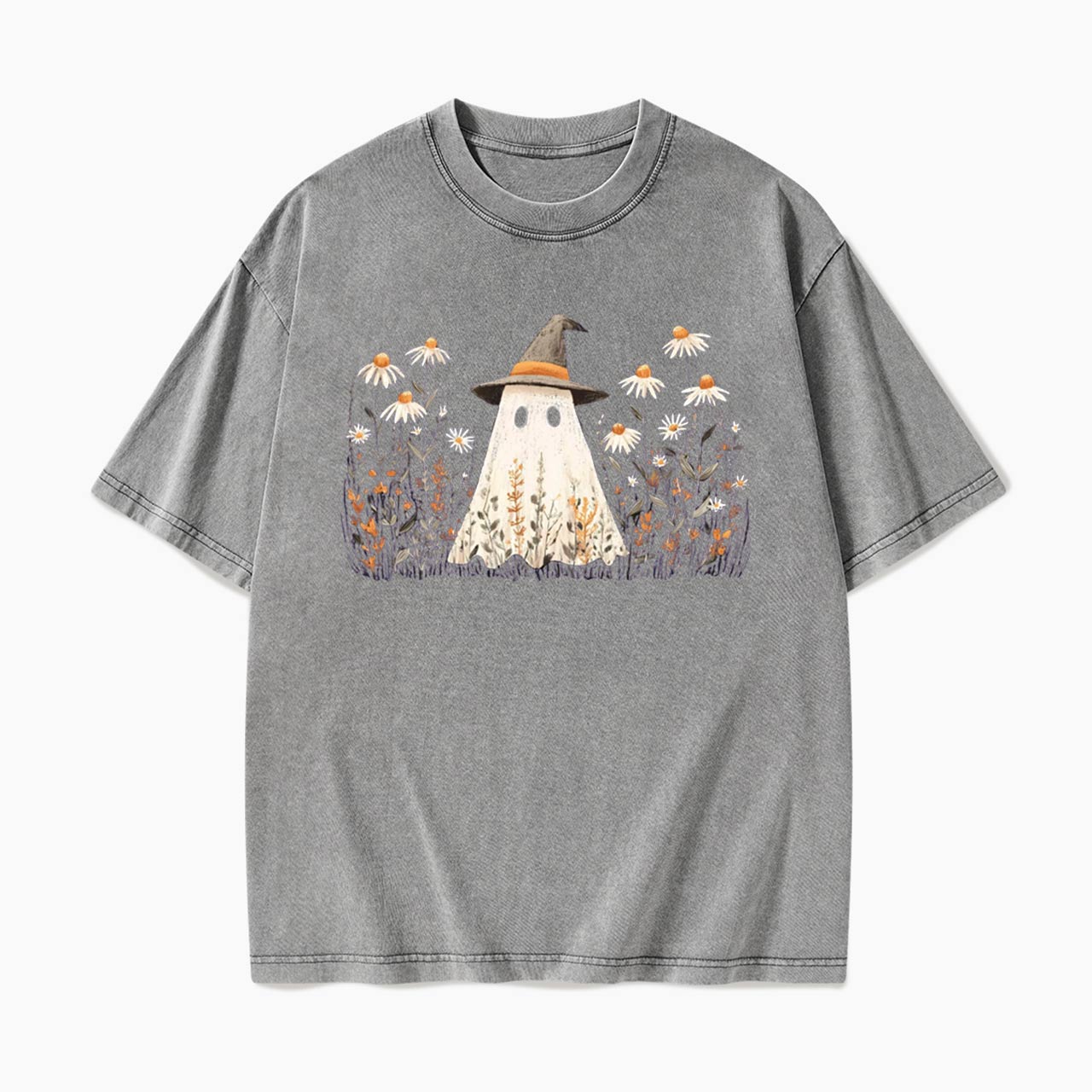 Floral Ghost Halloween Washed Tees
