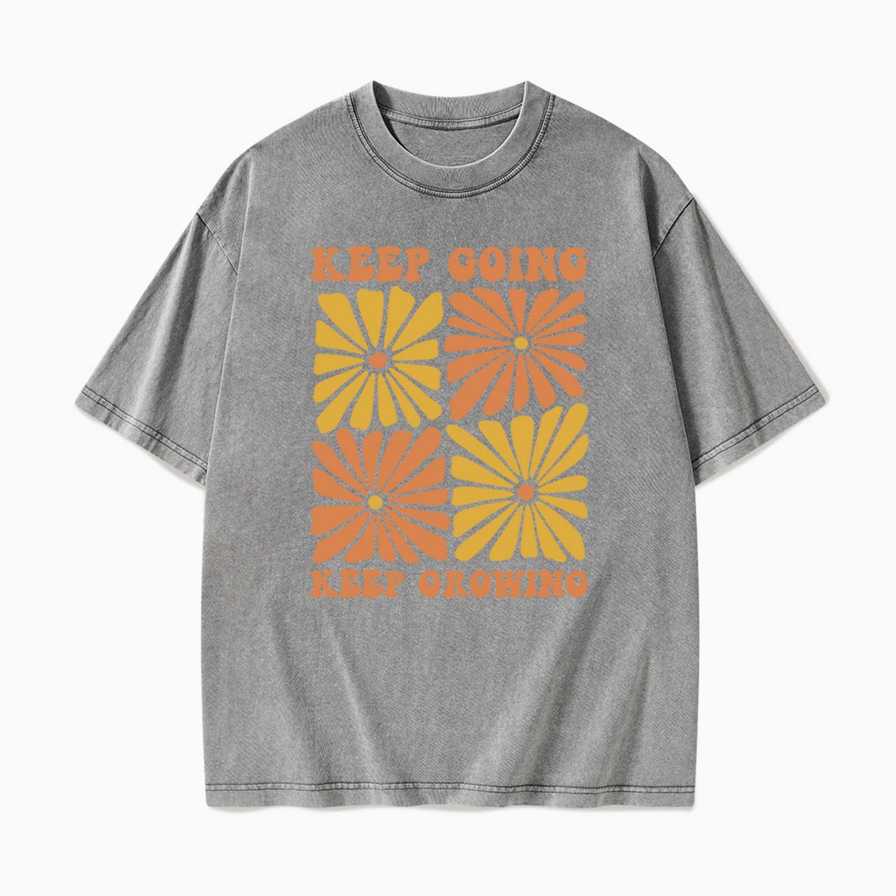 Retro Floral Keep Going Keep Growing Washed Tees
