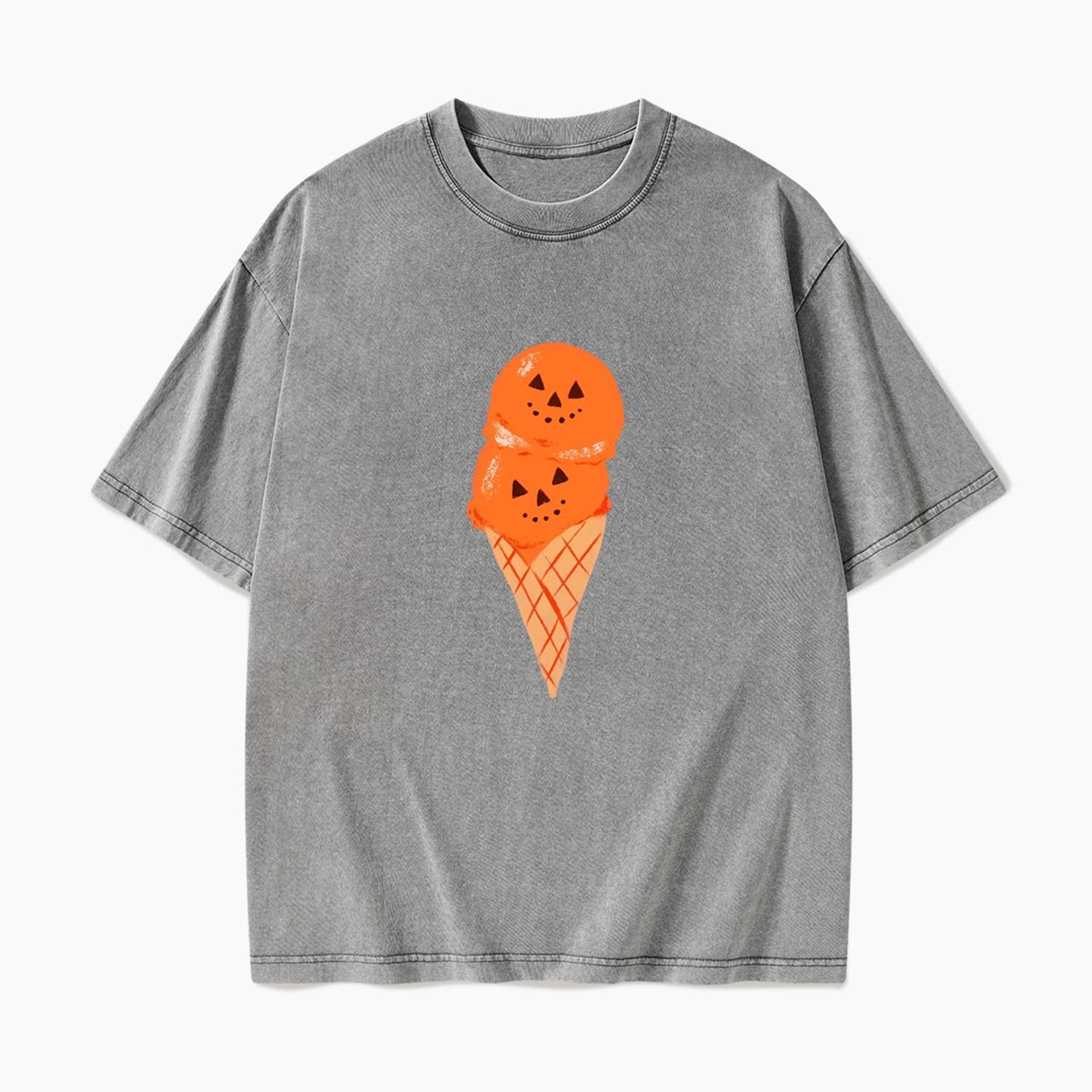 Pumpkin Spice Ice Cream Halloween Washed Tees
