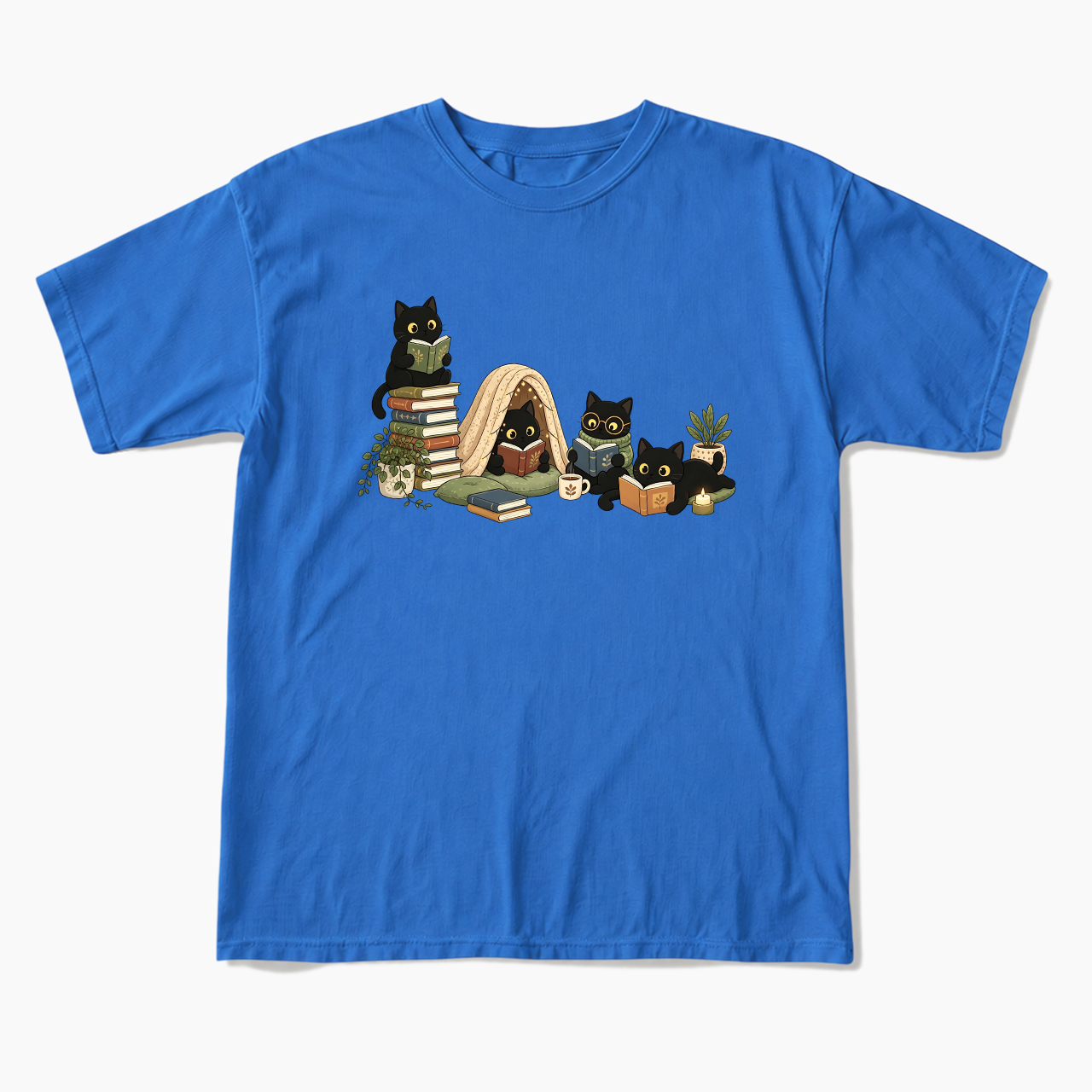 Black Cat Reading T Shirts