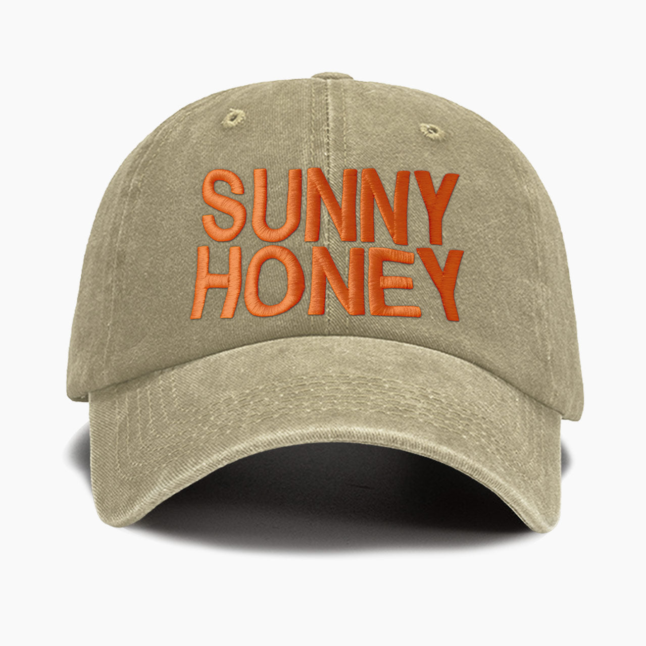 Embroidered Sunny Honey Washed Baseball Cap