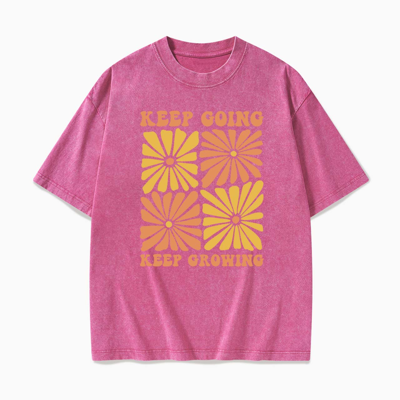 Retro Floral Keep Going Keep Growing Washed Tees