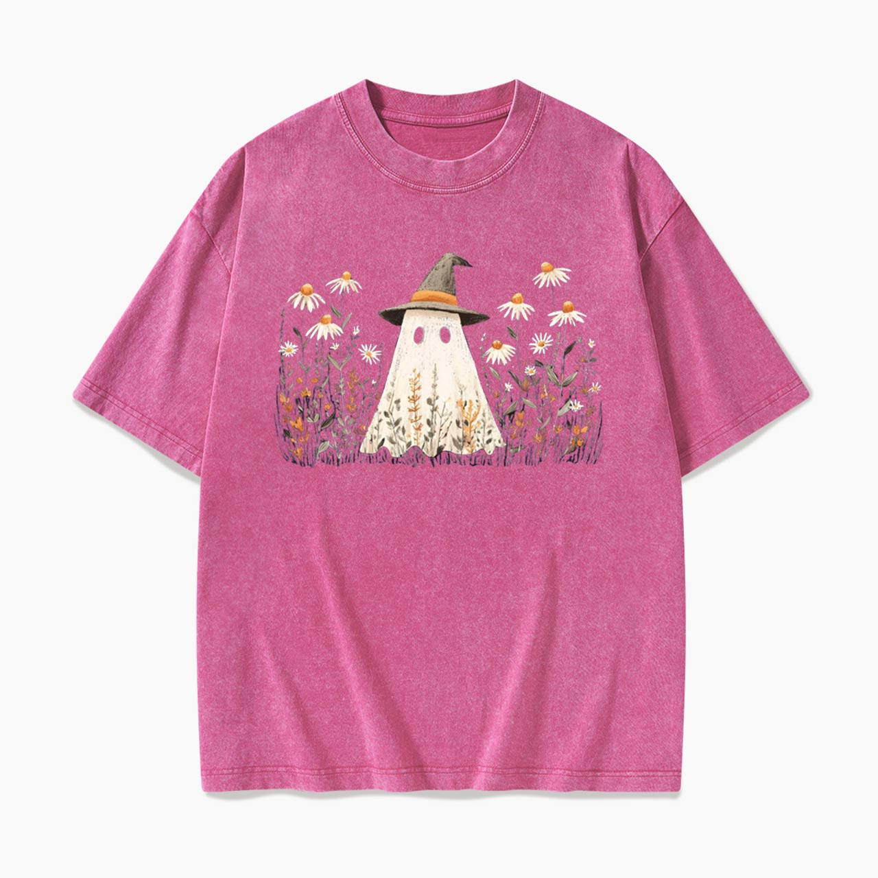 Floral Ghost Halloween Washed Tees