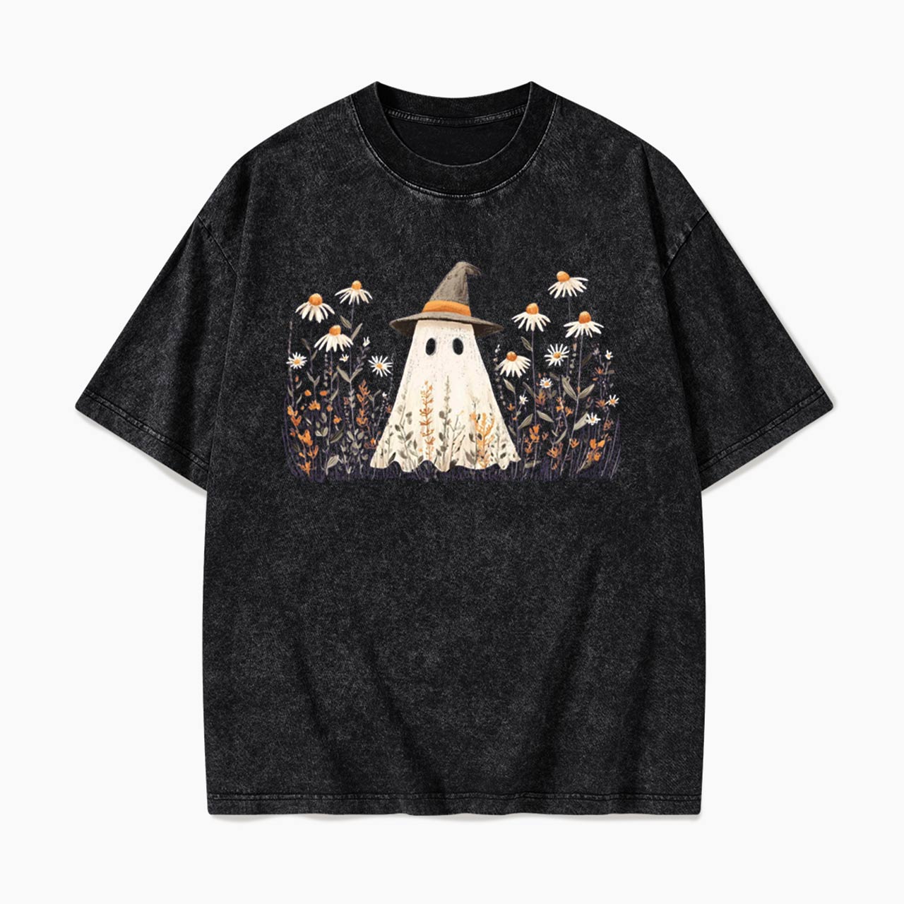 Floral Ghost Halloween Washed Tees