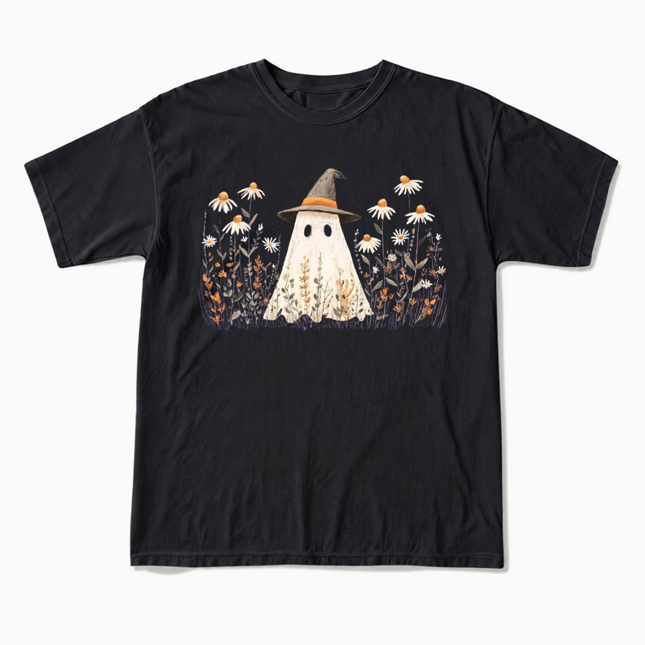 Floral Ghost Halloween T Shirts