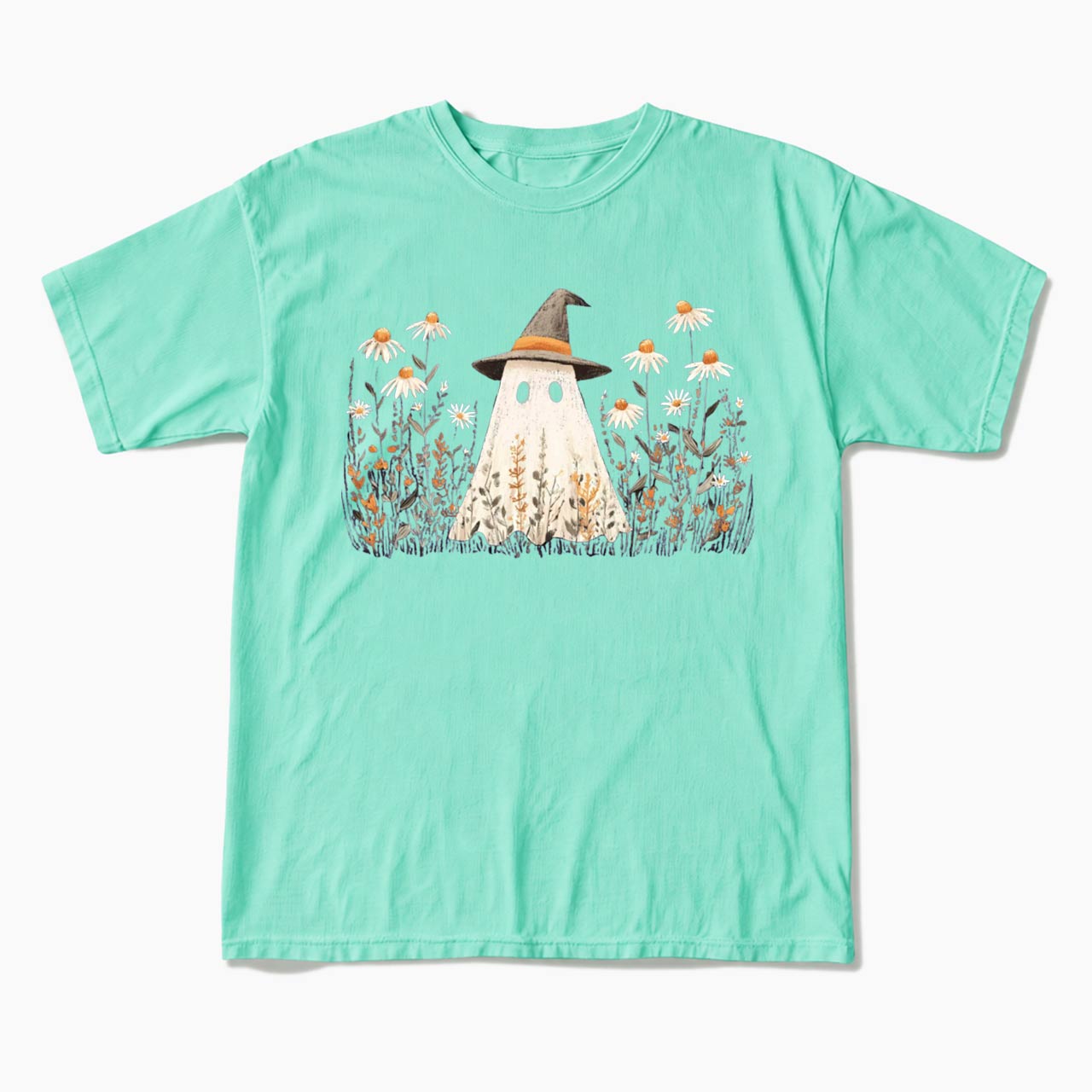 Floral Ghost Halloween T Shirts