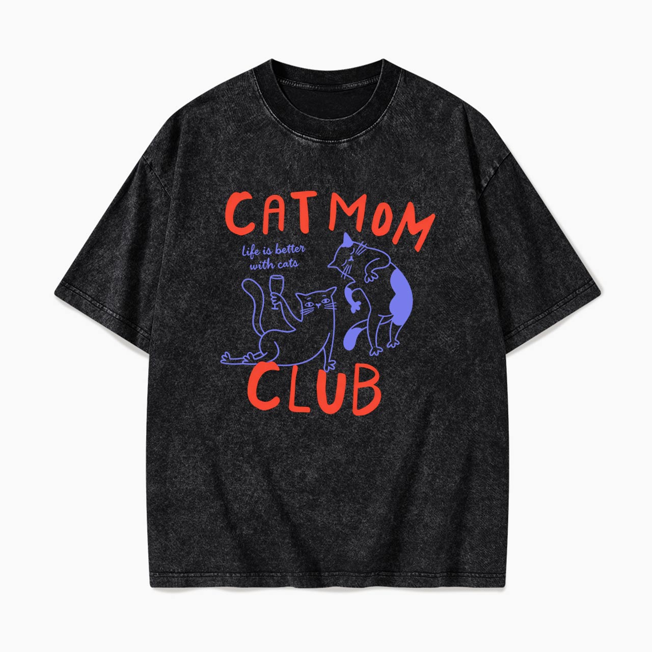 Cat Mom Club Washed Tees