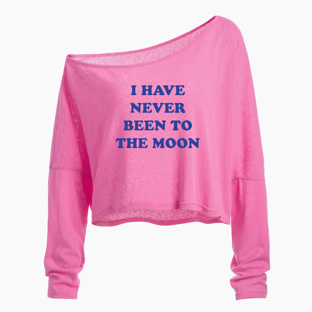 I Have Never Been To The Moon Off Shoulder Long Sleeve Crop Top
