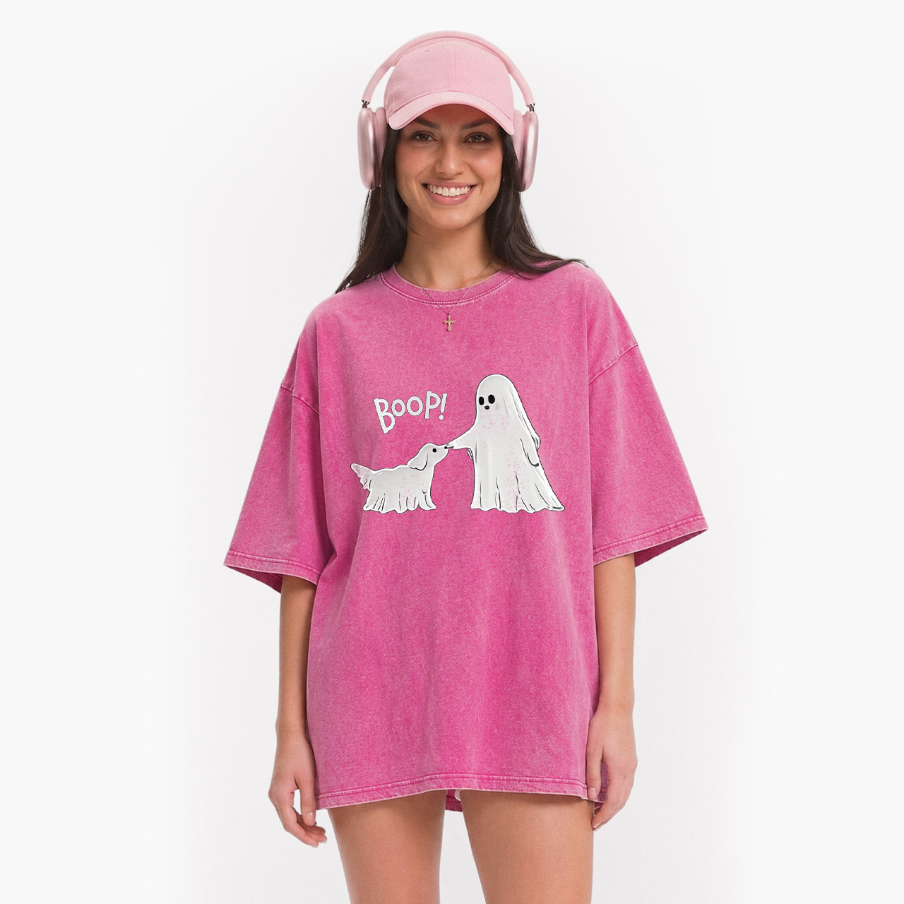 Boo-p Ghost Dog Halloween Washed Tees