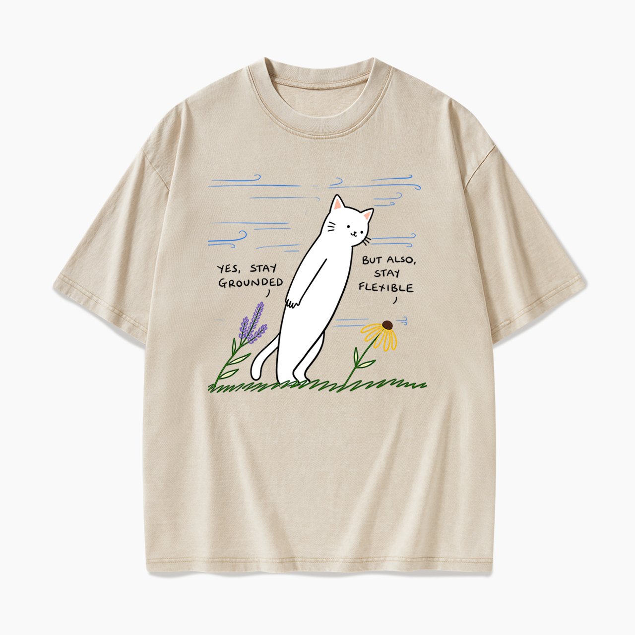 Stay Grounded Stay Flexible Washed Tees