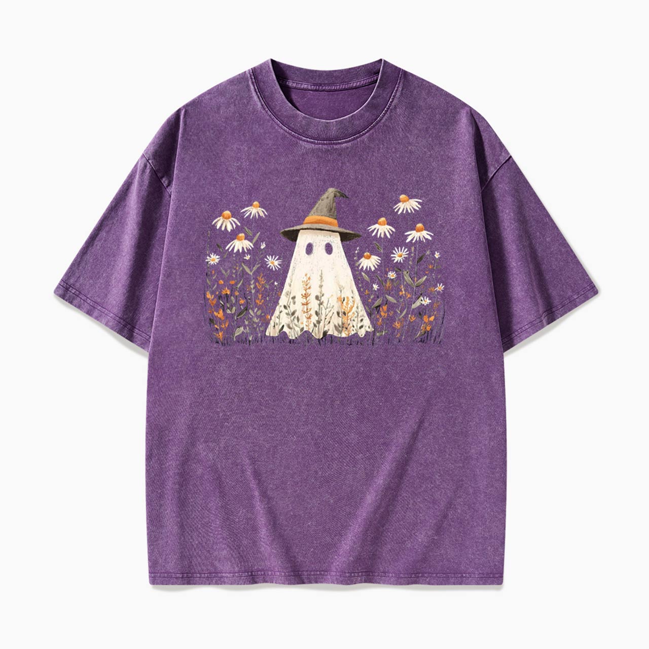 Floral Ghost Halloween Washed Tees