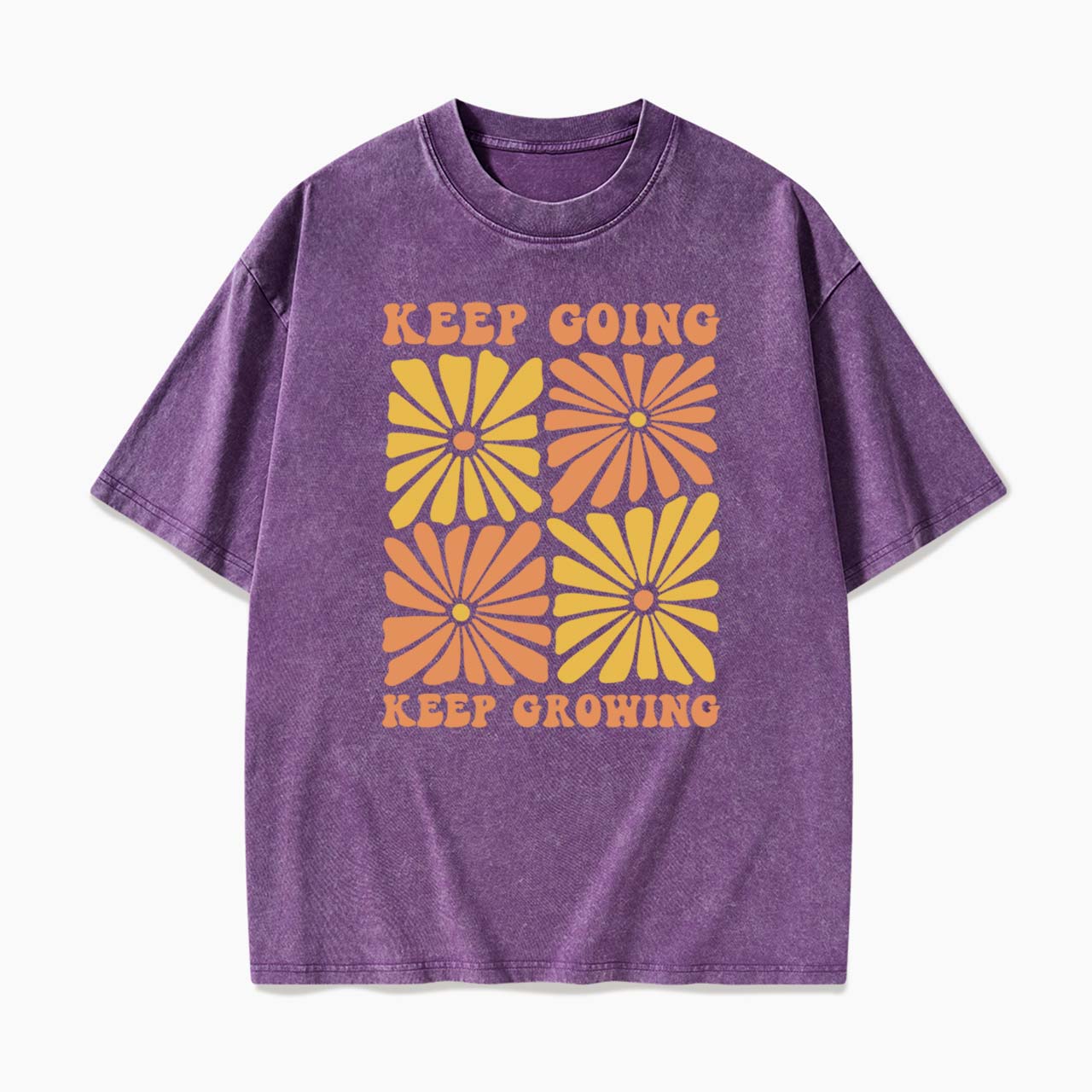Retro Floral Keep Going Keep Growing Washed Tees