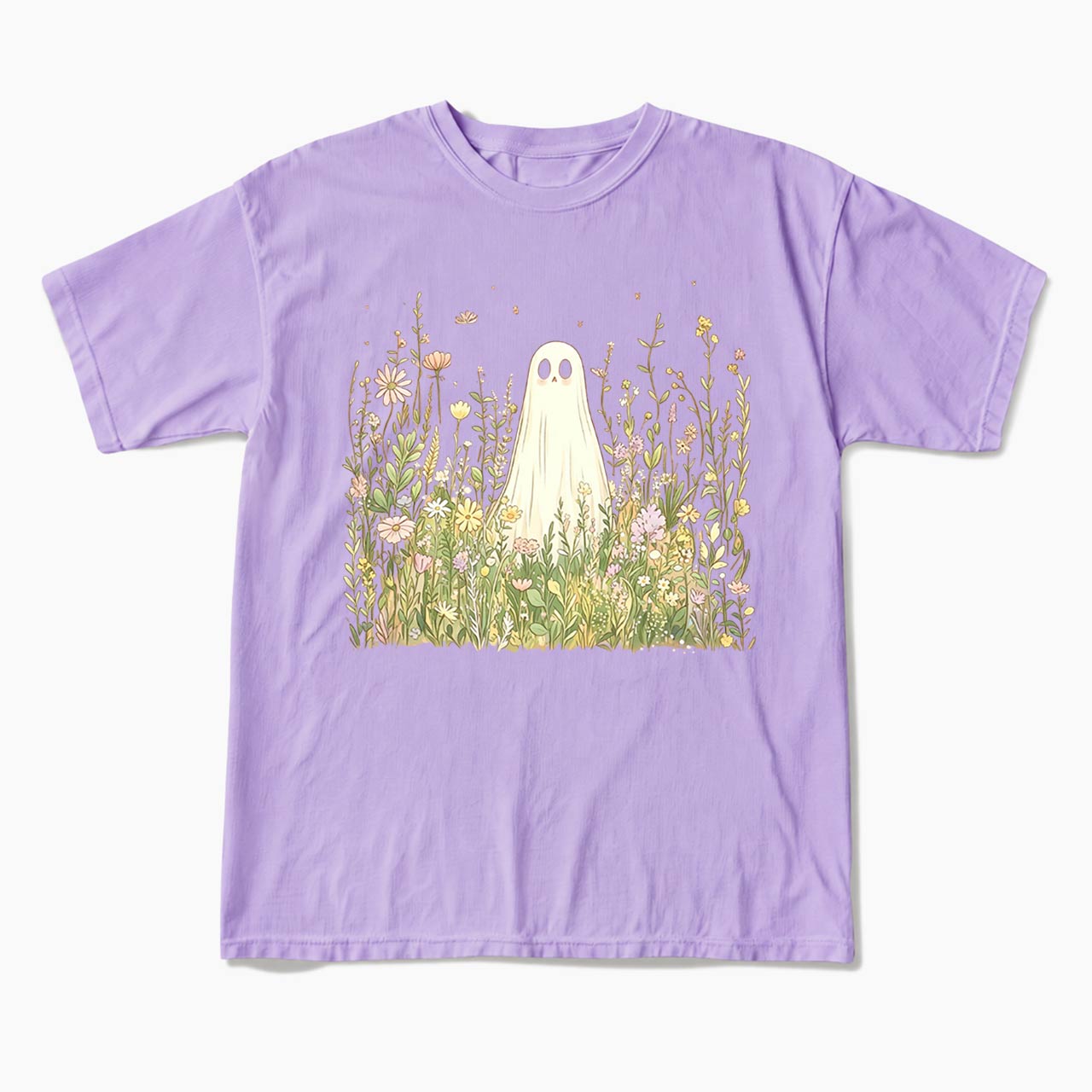Cute Ghost with Wildflowers T Shirts
