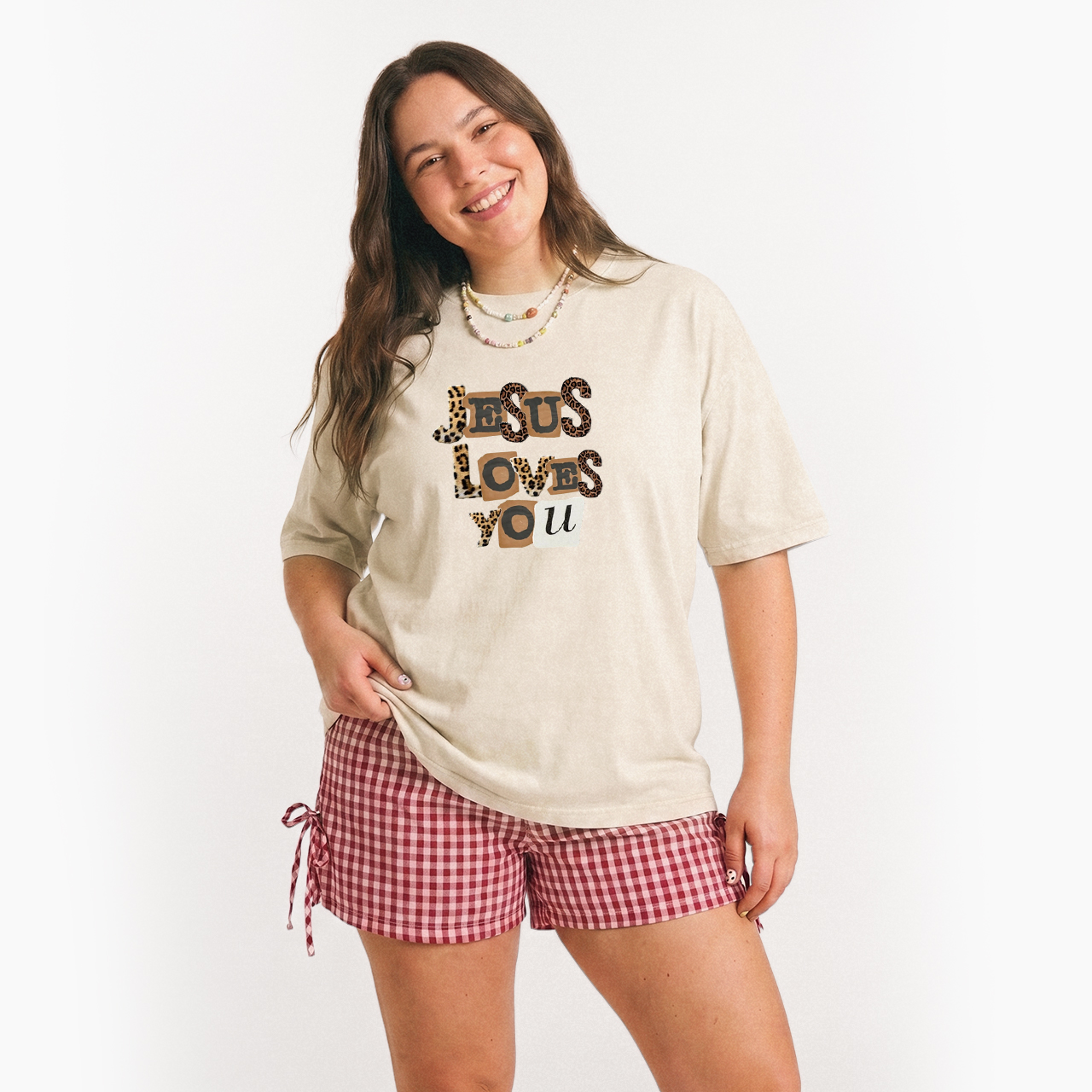 Jesus Loves You Leopard Washed Tees