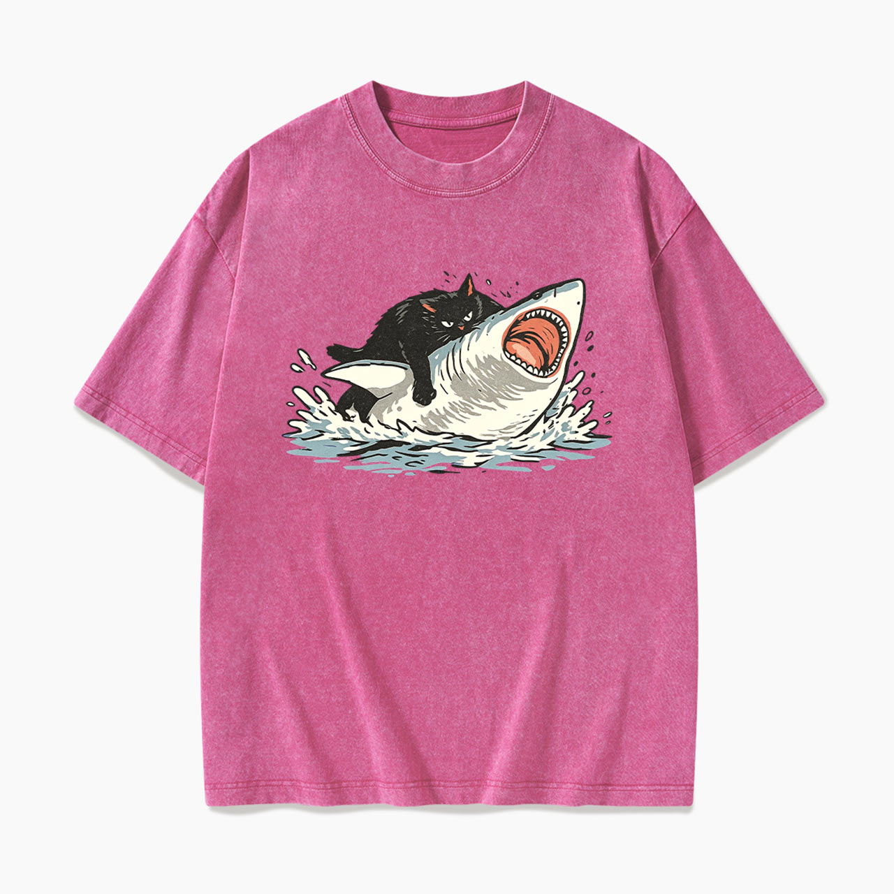 Fat Cat Vs Shark Washed Tees