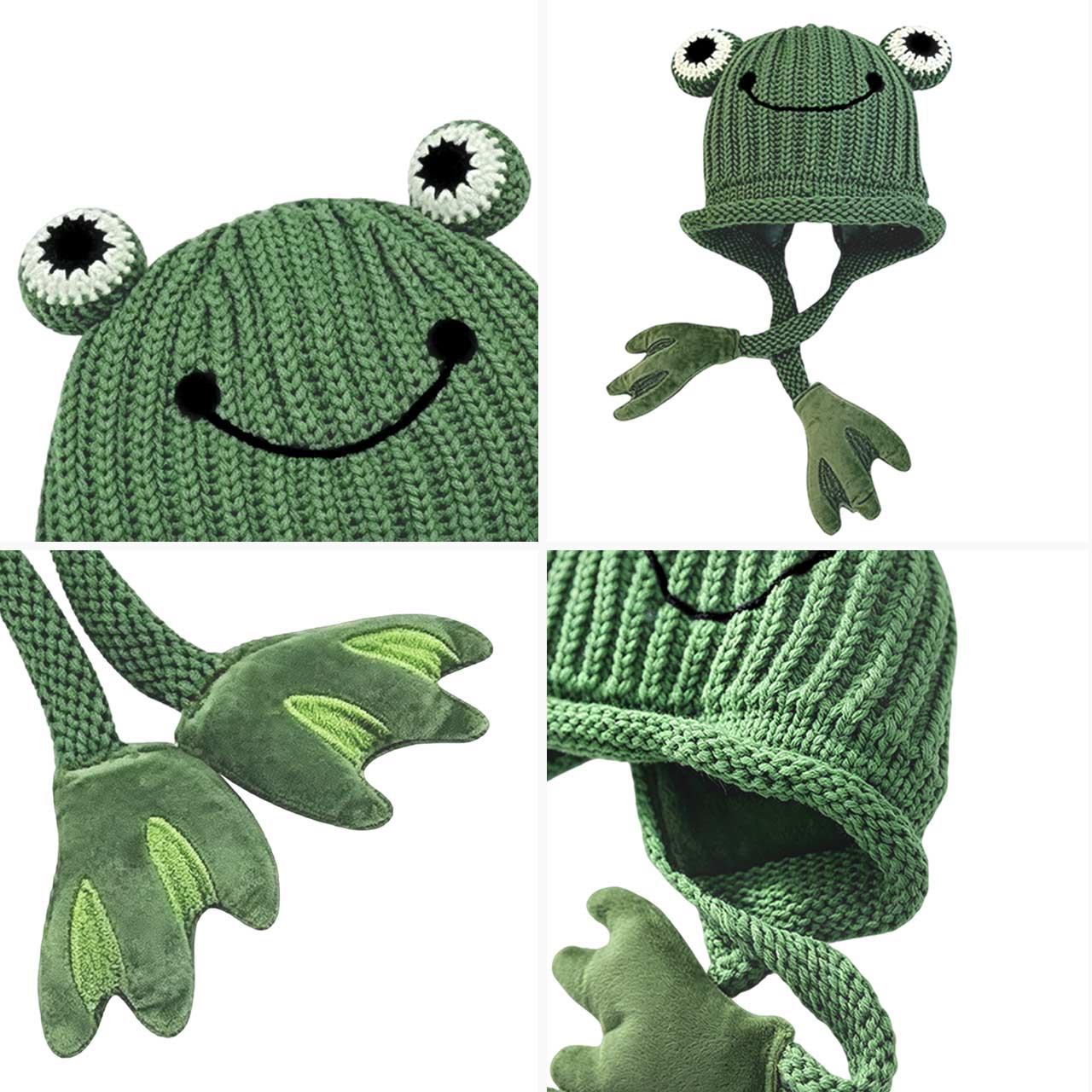 Frog Knitted Beanie with Ear Flaps Jellypine