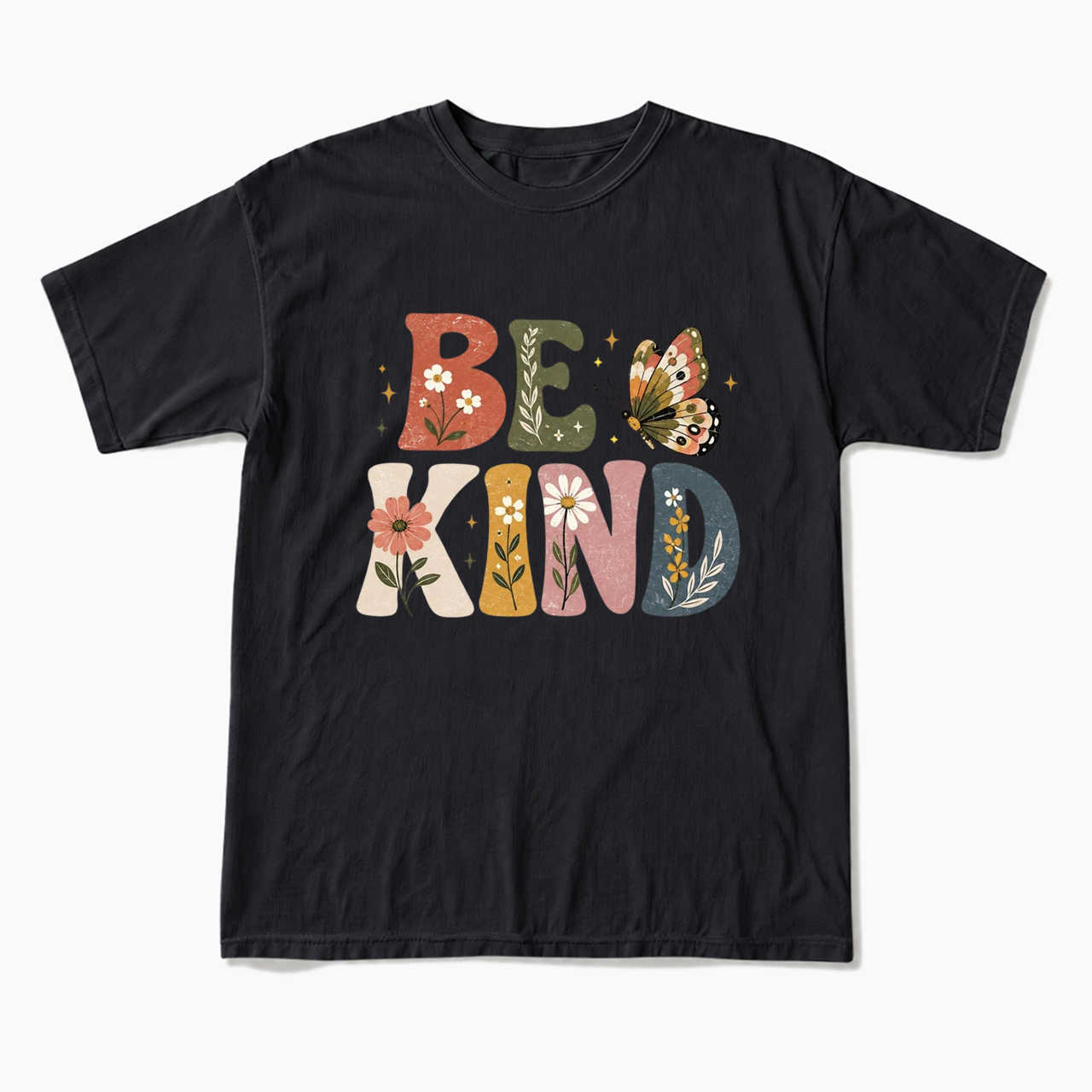 Be Kind Floral Butterfly T Shirts
