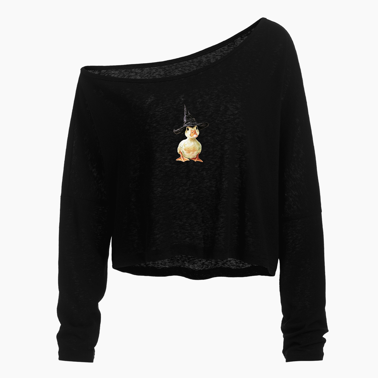 Duckling Halloween Off Shoulder Long Sleeve Crop Top