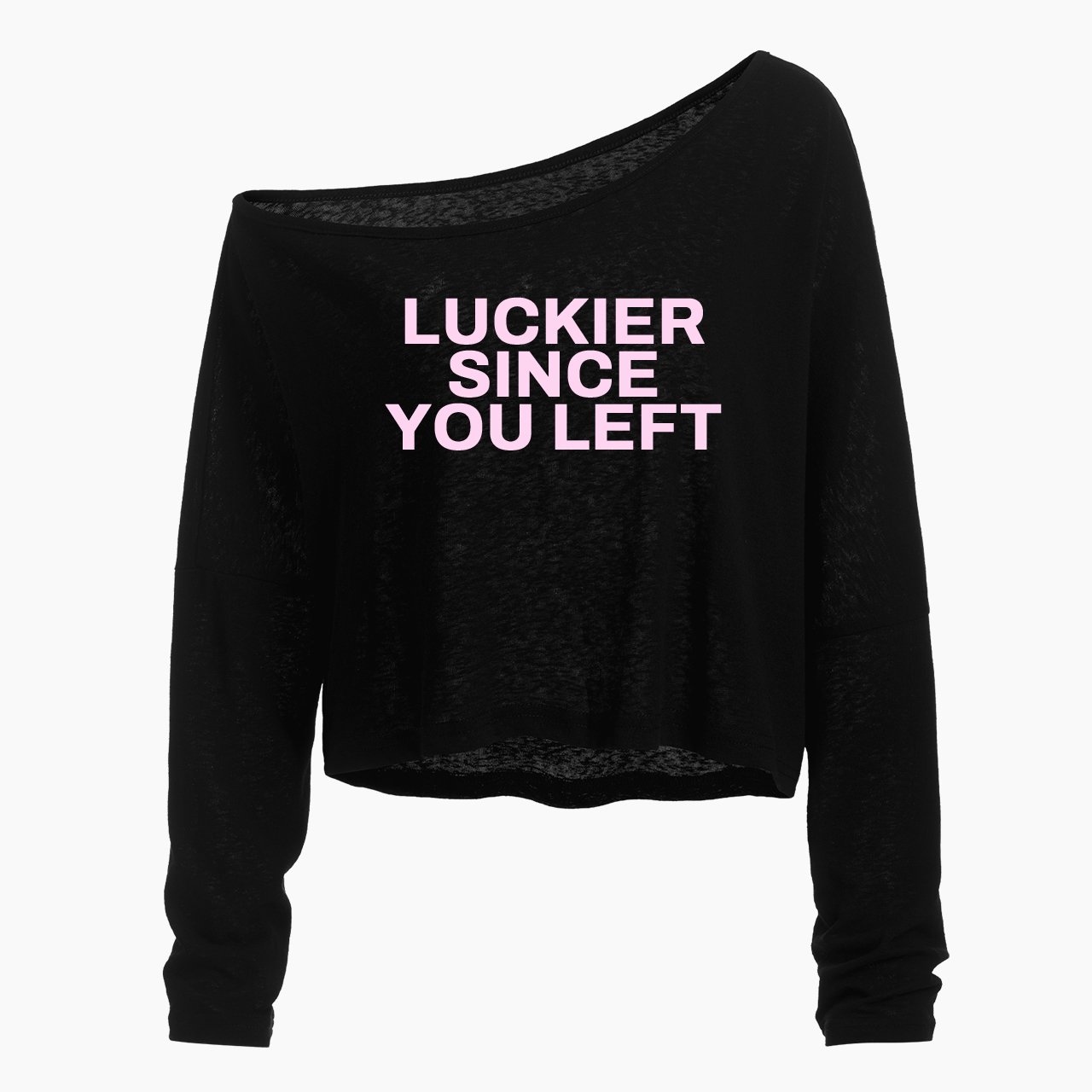 Luckier Since You Left Off Shoulder Long Sleeve Crop Top