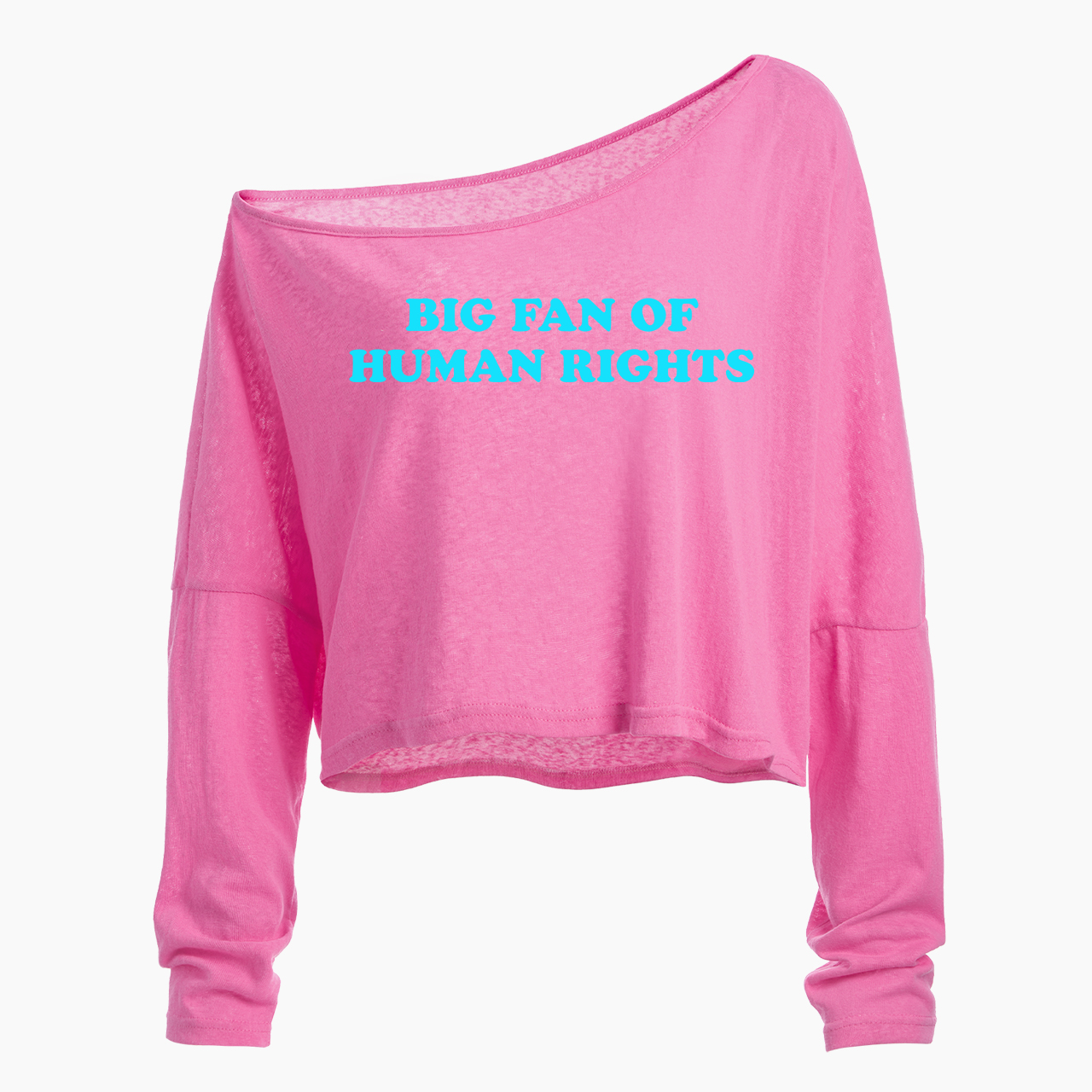 Big Fan Of Human Rights Off Shoulder Long Sleeve Crop Top