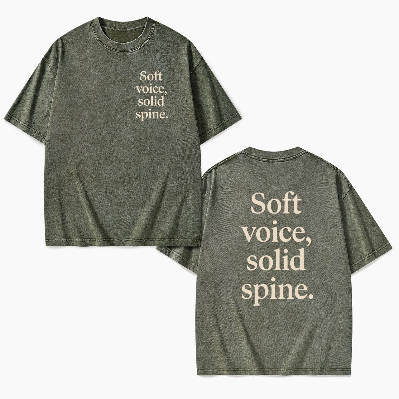 Soft Voice Solid Spine Two Sides Washed Tees