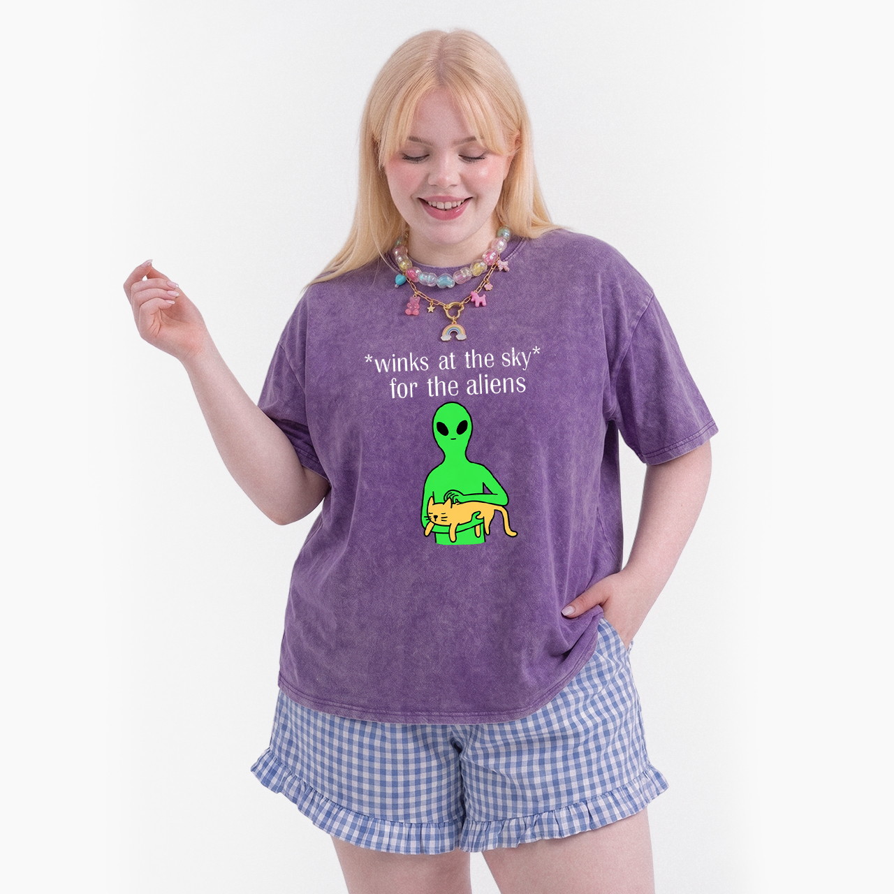 Winks At The Sky For The Aliens Washed Tees