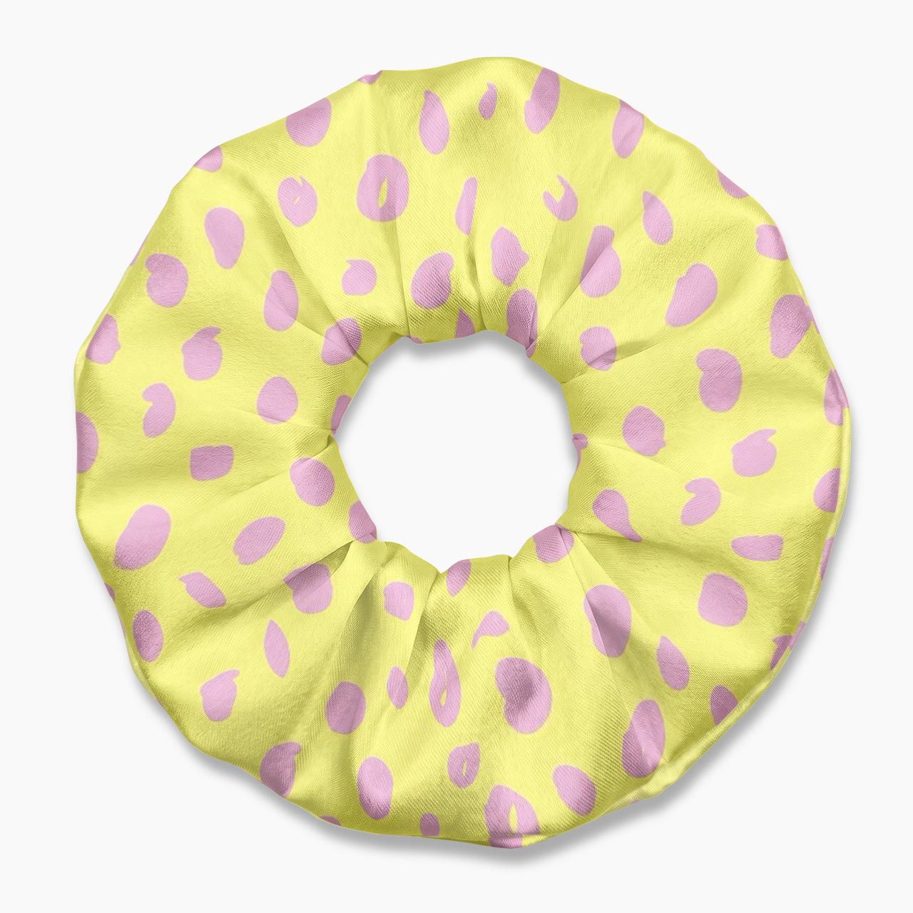 Pastel Yellow Pink Polka Dot Hair Scrunchie Jellypine