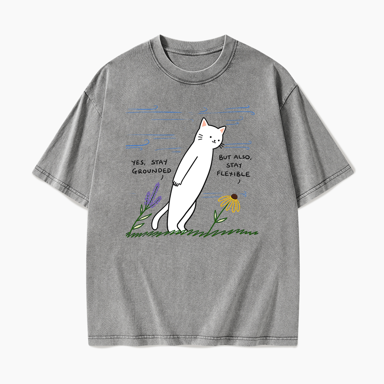 Stay Grounded Stay Flexible Washed Tees