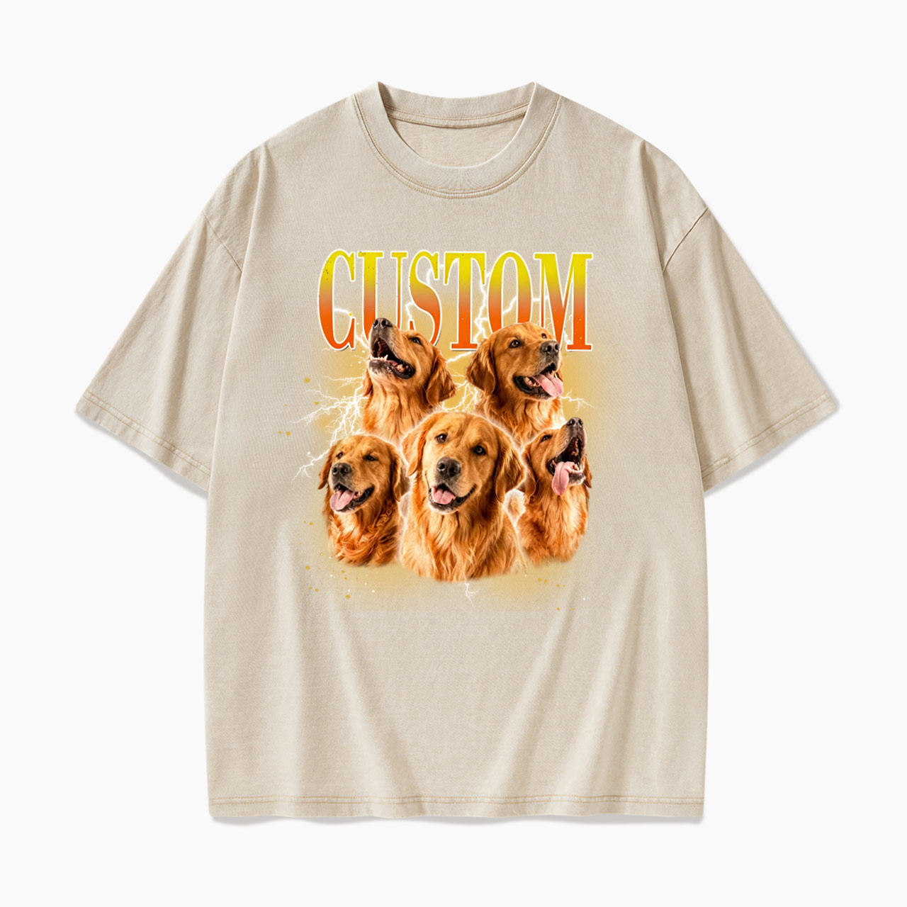 Personalized Vintage Pet Photo Name Washed Tees