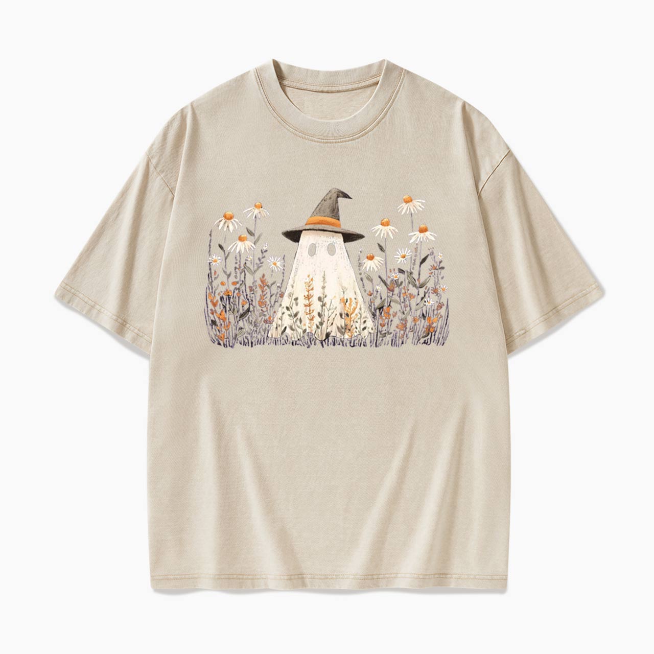 Floral Ghost Halloween Washed Tees