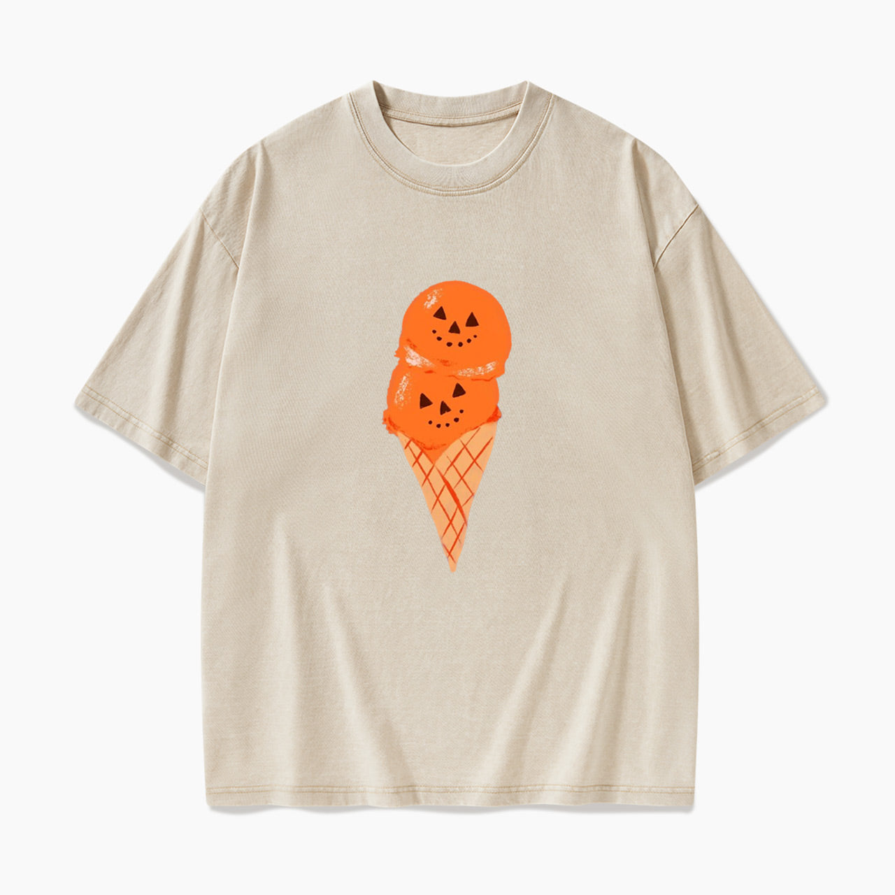 Pumpkin Spice Ice Cream Halloween Washed Tees