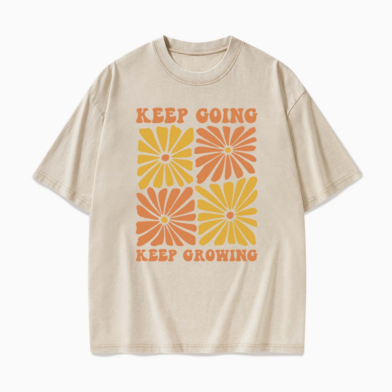 Retro Floral Keep Going Keep Growing Washed Tees