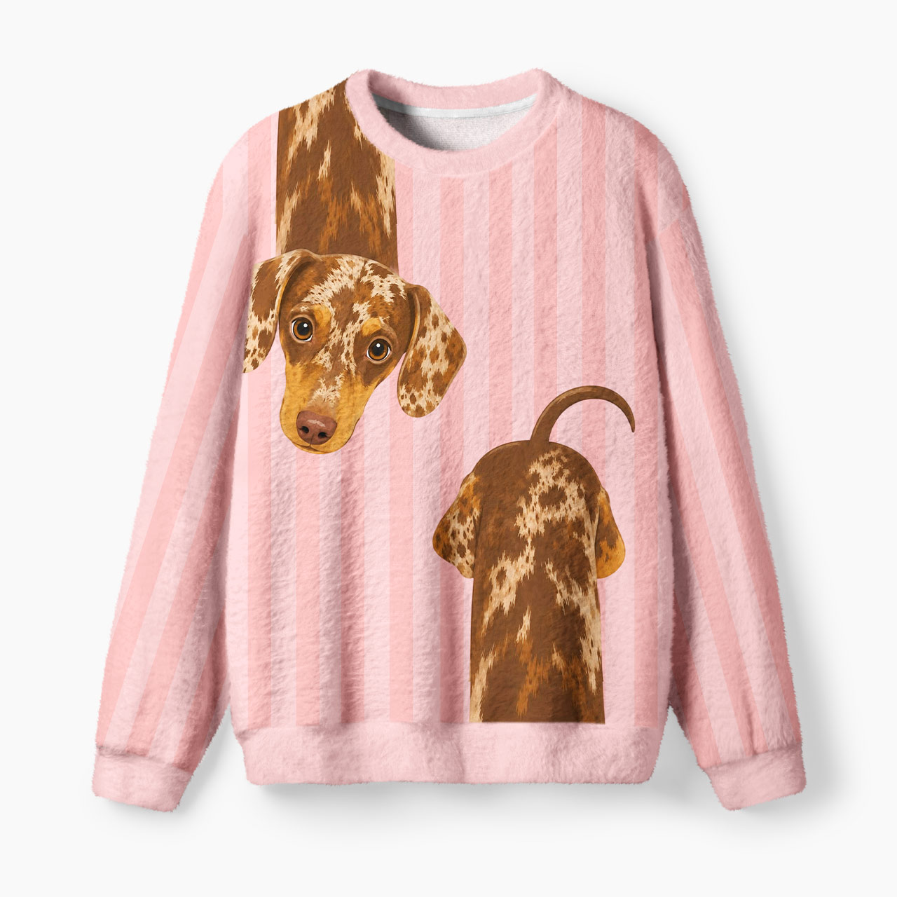 Long Dachshund Pink Striped Mohair Sweatshirts