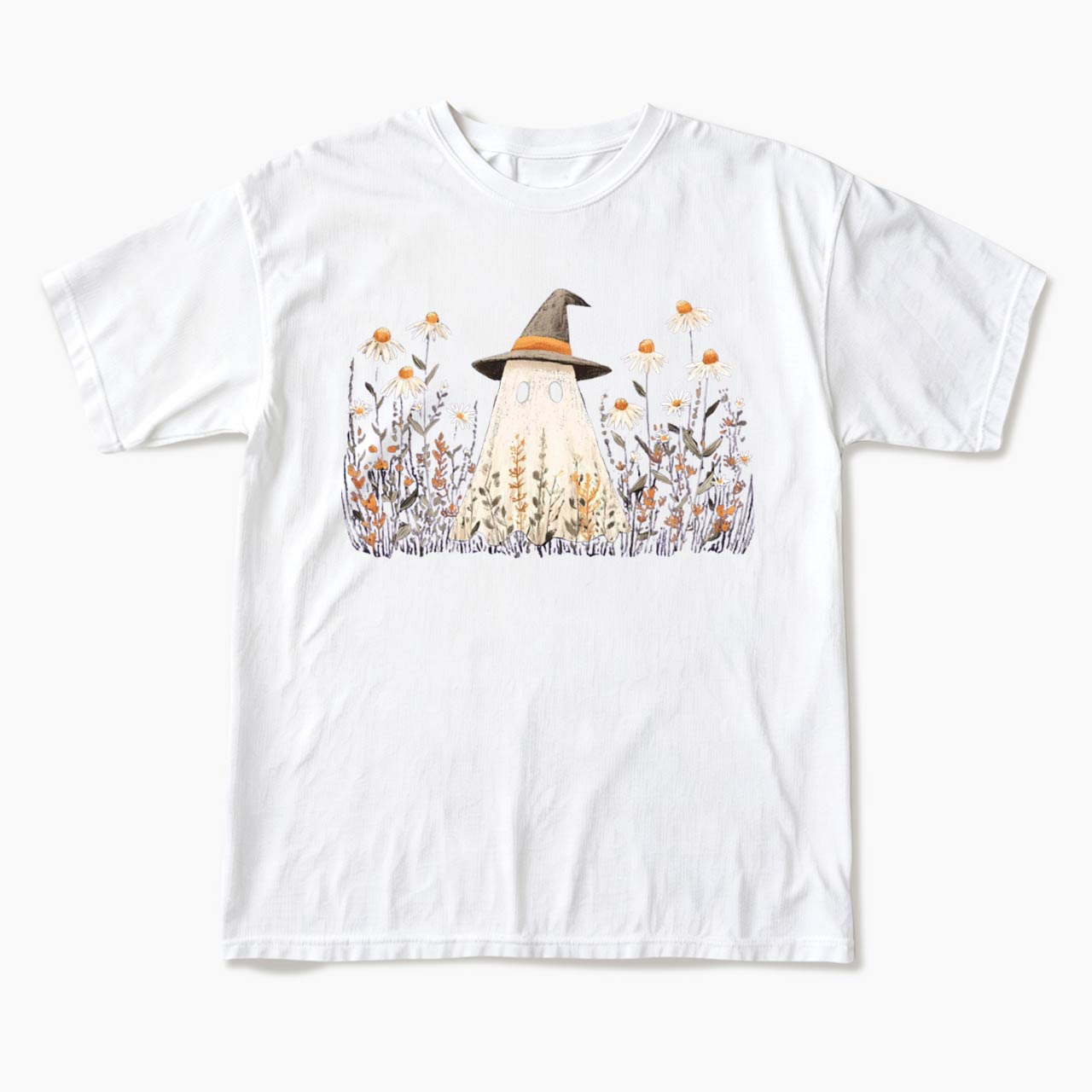 Floral Ghost Halloween T Shirts