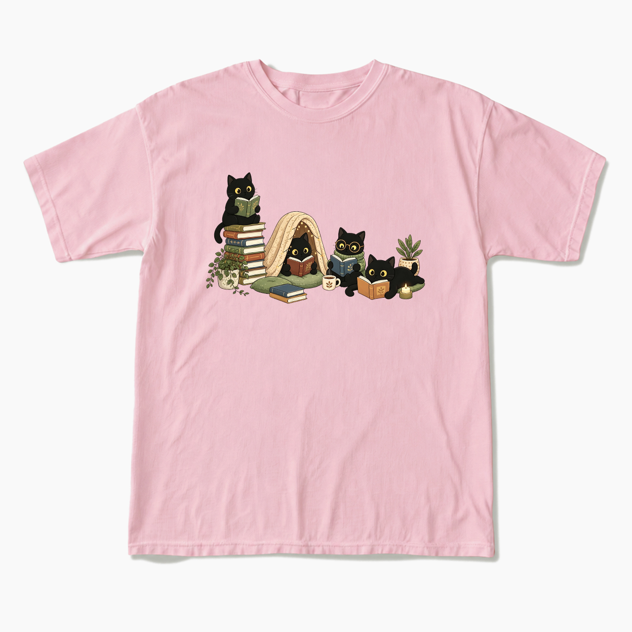 Black Cat Reading T Shirts