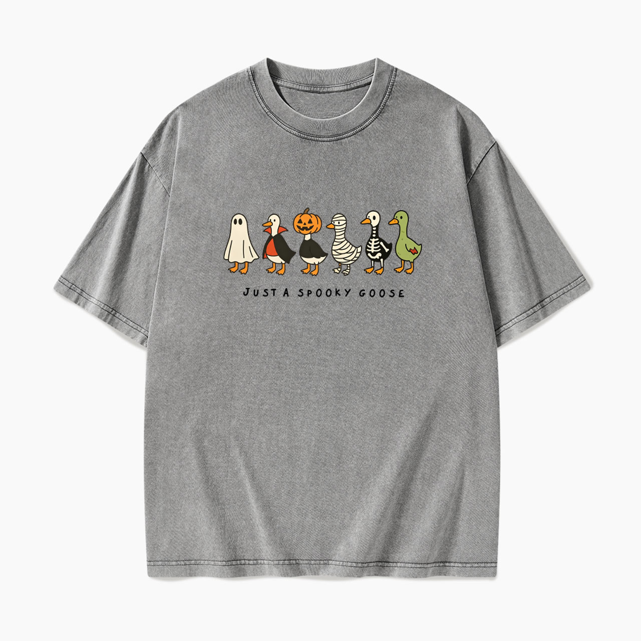 Just a Spooky Goose Halloween Washed Tees